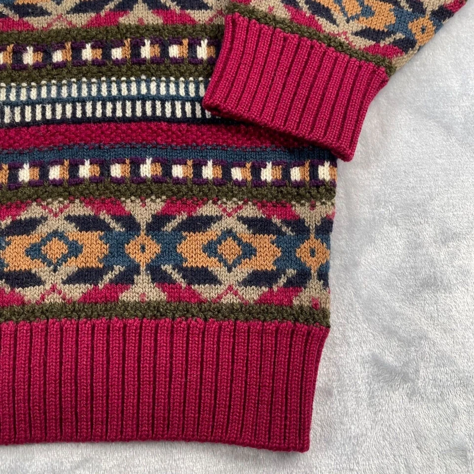 Vintage Pendleton Sweater Mens XL Virgin Wool Made in USA Red Multicolor Aztec - Image 3 of 4