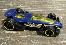 2014 HOT WHEELS CFL02 CARBIDE #02 BLUE 1:64 DIECAST 2 5/8" RACE CAR W/ YELLOW