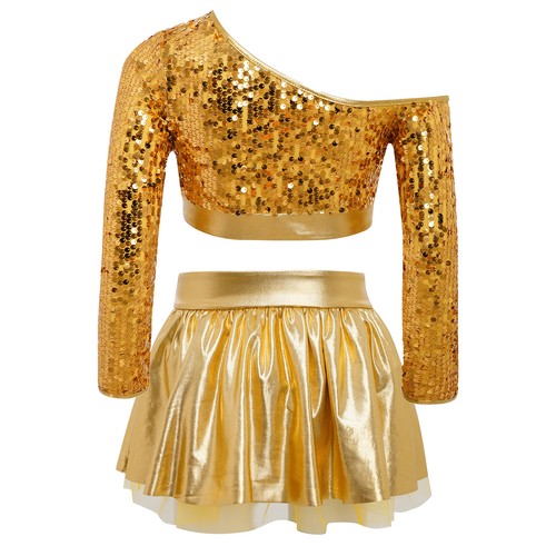 Kinder Mädchen Kostüm Disco Outfits Wettbewerb Tanzkleidung Hip Hop Set 2-teilig Jazz - Bild 5 von 61