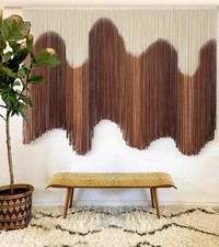 Macrame Wall Hanging Brown Dip-Dyed Large Handmade Macrame Cord Fiber Art Boh...