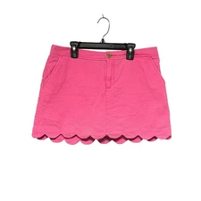 Lilly Pulitzer Skort Hot Pink Scalloped Hem Seersucker Built In Shorts Size 6