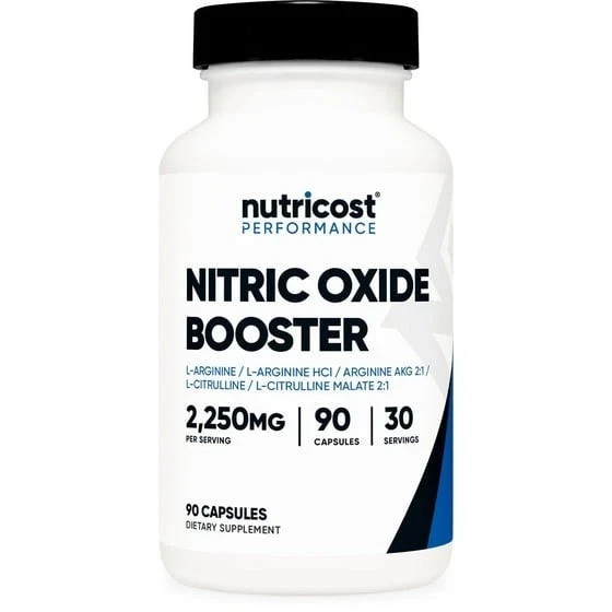 Nutricost Nitric Oxide Booster (2250mg) 90 Capsules - Gluten Fre, Non-GMO, 750m,