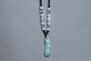 Cert'd Natural Light green A Jadeite jade Hand-Carved Green beans Pendant