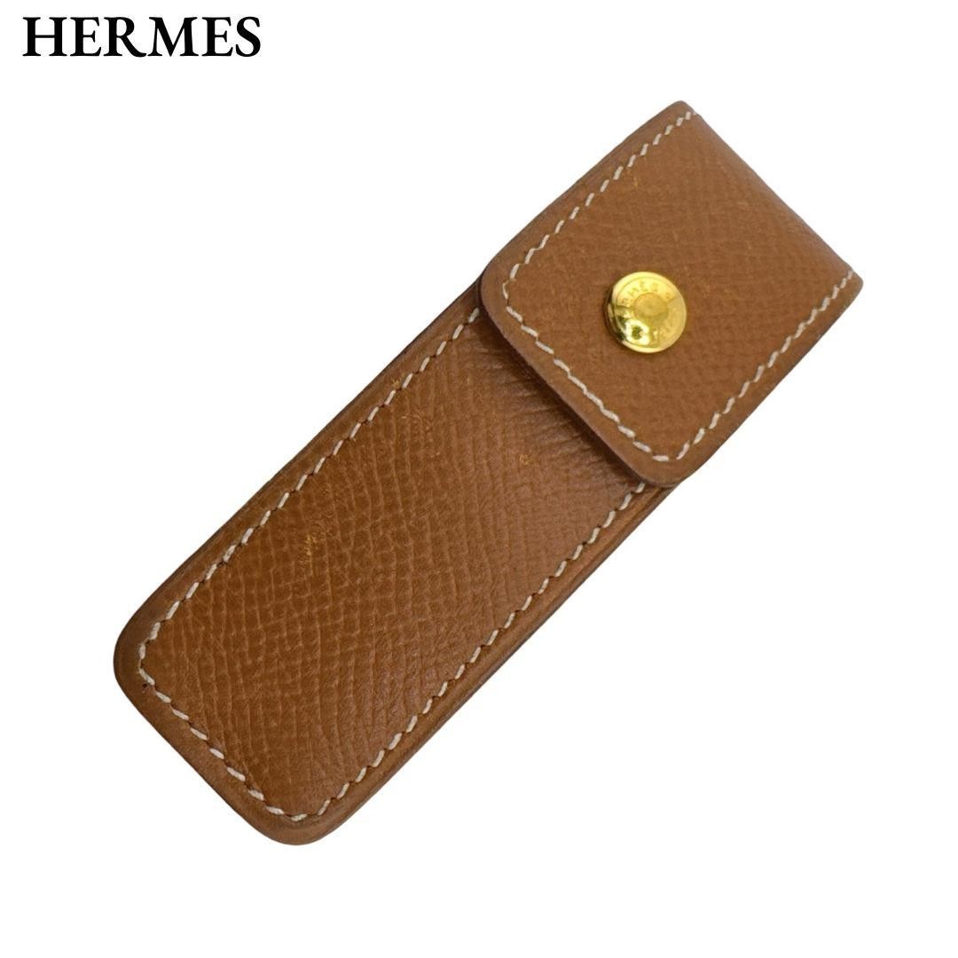 Hermes Gum Case Lip Case Seal Couchevel Stamp Case Leather Brown