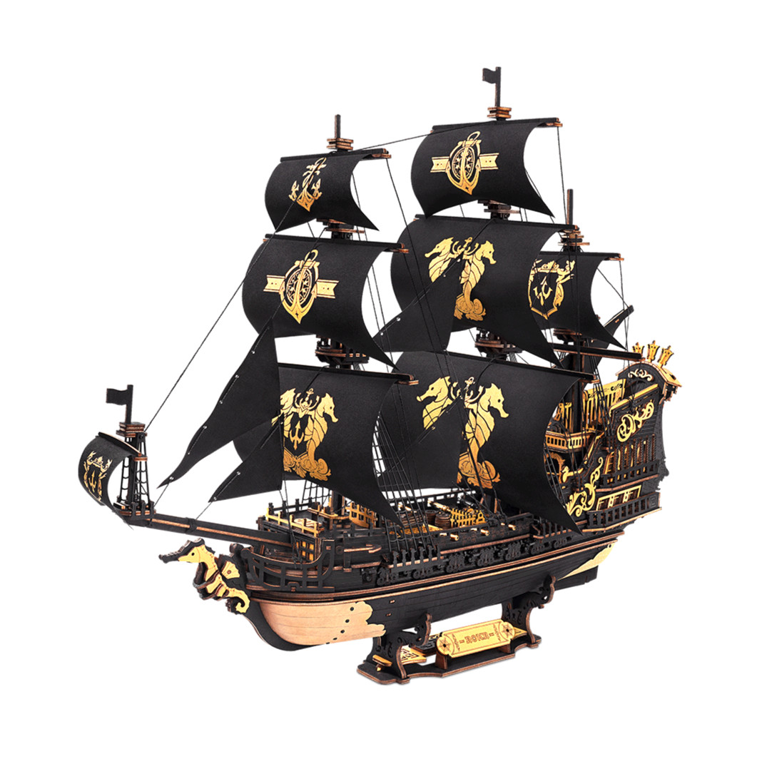 Robotime ROKR The Seahorse Barque MCB02 3D Wooden Puzzle DIY Ship Model