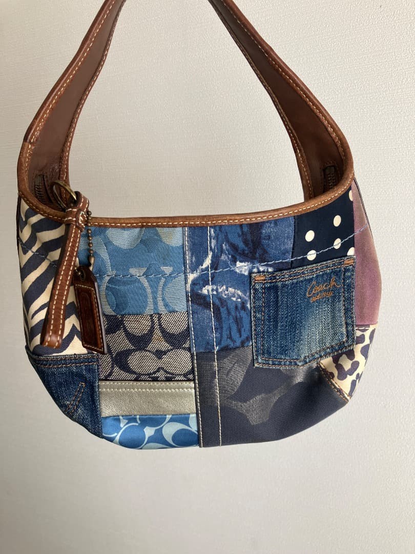 COACH One Shoulder Patchwork Denim Signature 10807 - image 1