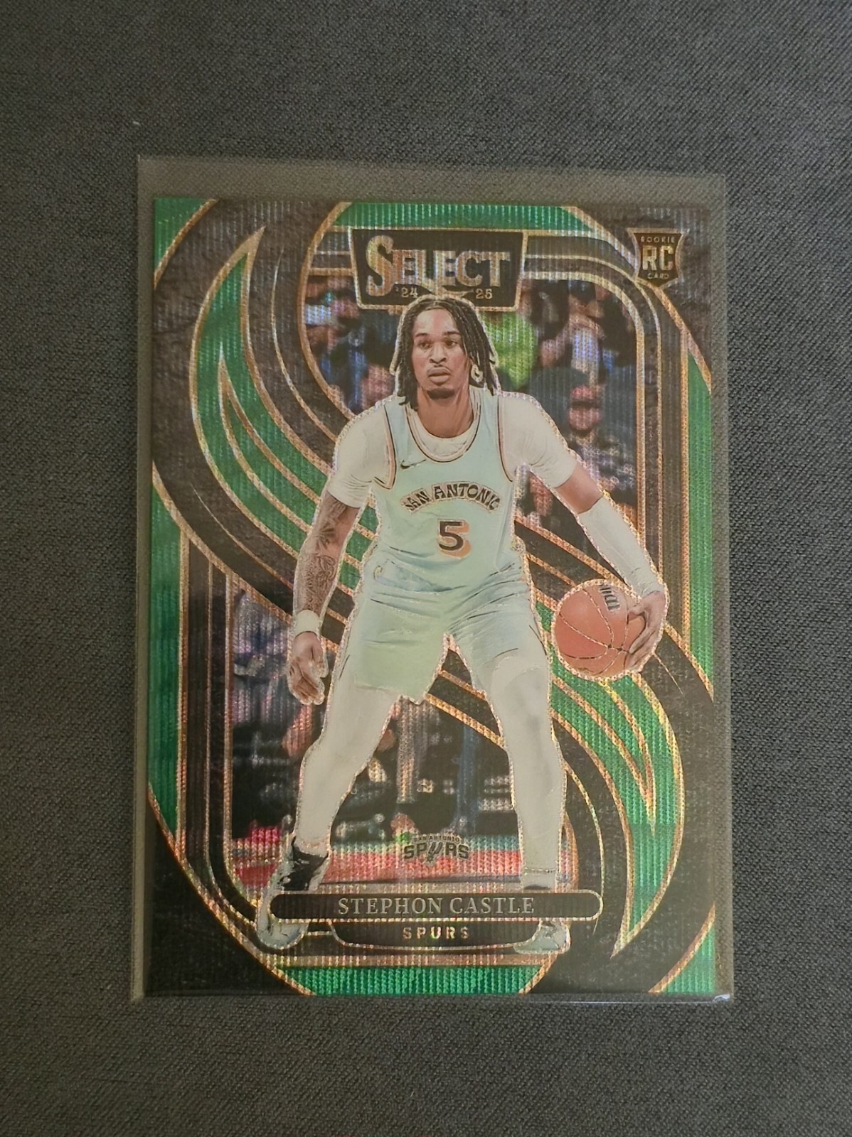 Stephon Castle 2024-25 Select Green Wave /50 RC #175 ROTY Spurs Premier Level