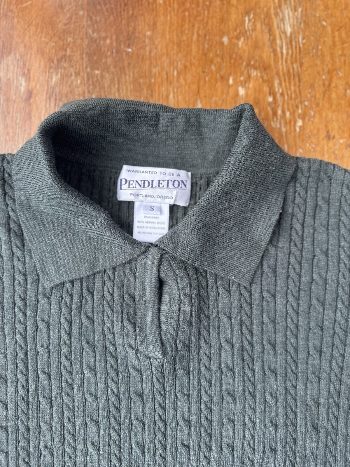 Pendleton MerinoWool Cable-Knit Collared Sweater … - image 3