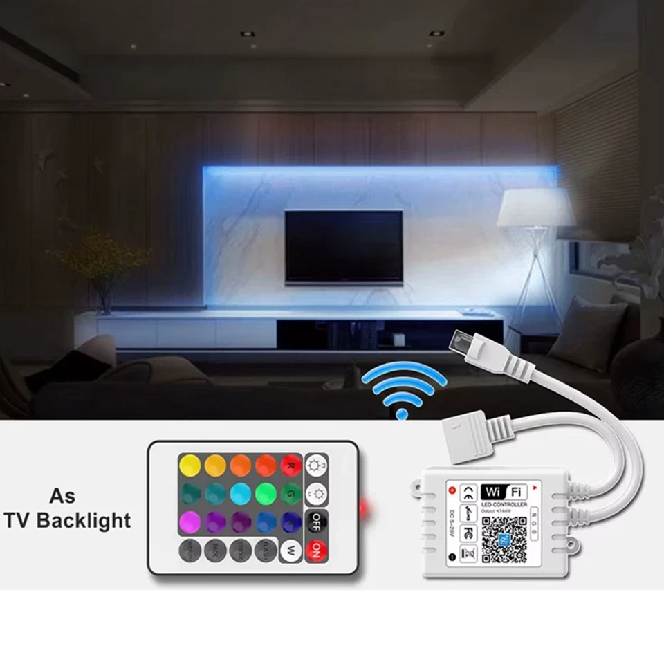 WiFi RGB LED Strip RF Controller 24Key Remote For DC12V-24V 5050 RGB LED lights - Image 3 of 4