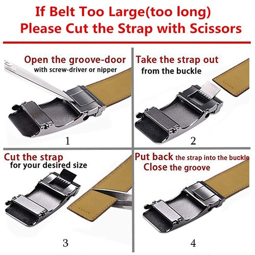 Men's Belt Ratchet Dress Belt with Automatic Buckle Brown/Black-Trim to Fit-3... - Picture 7 of 9