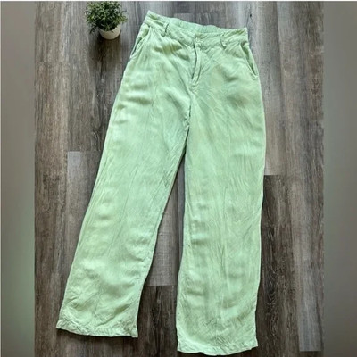 YBF Young Fabulous & Broke Linen Blend Straight Leg Pants in Key Lime Green Sz M