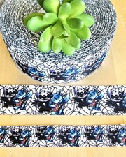 7/8  1.5" 1 YD Lilo  Stitch Halloween Grosgrain Ribbon Spider Webs