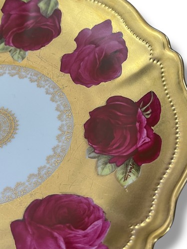 Antique Rose DUBARRY 24K Gold ROYAL SUSTRIA O E & G Plate 9 1/2" Du Barry Rose - Picture 8 of 11