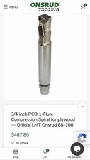 3/4 inch PCD 1-Flute Compression Spiral for plywood &mdash; Official LMT Onsrud 68-106