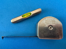 J Rabone & Sons Vintage Chrome Pocket Spirit Level & Inter-Flex Tape Measure