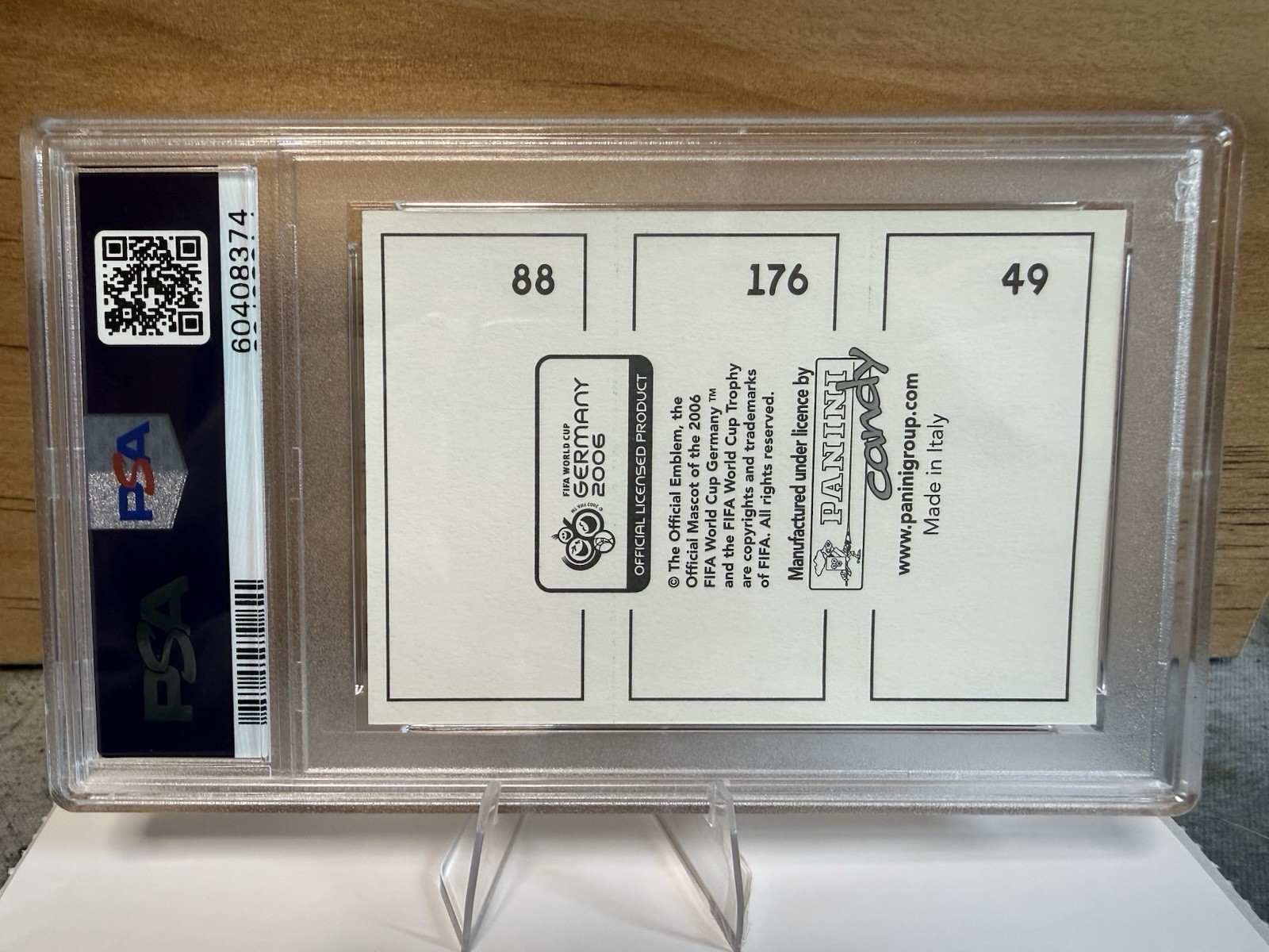2006 Panini World Cup Beckham Ronaldo Ibrahimovic Germany Candy Album Panel PSA4 view 2