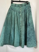 VTG SUNDANCE Skirt M Western Vtg 80s Turquoise ACID WASH Denim Prairie 32  Waist
