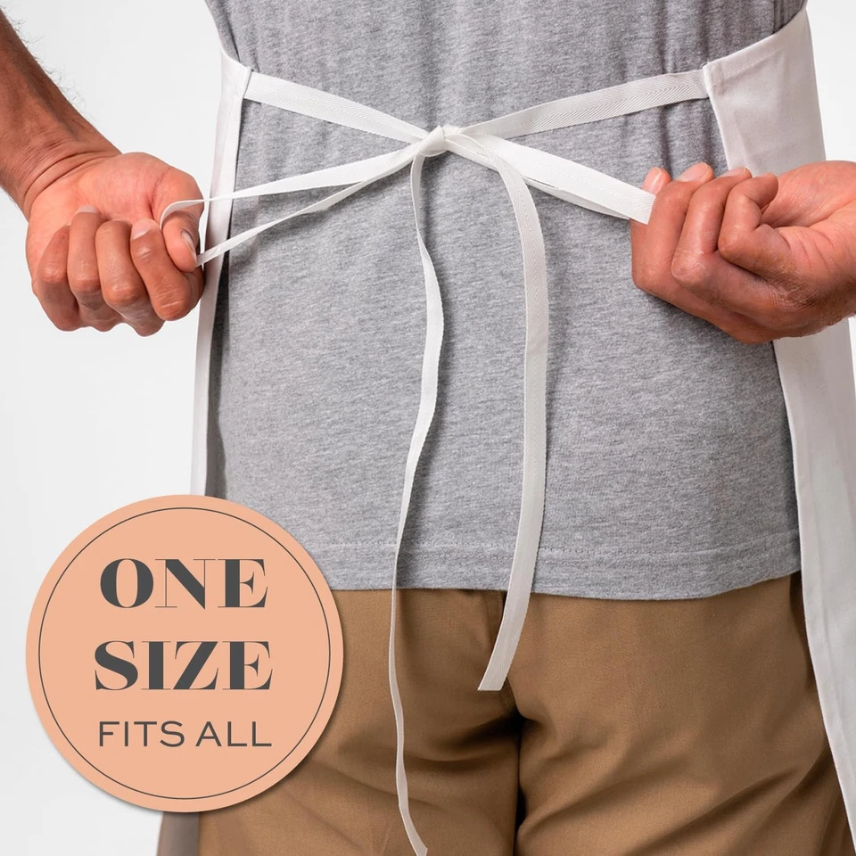 Delantales blancos a granel - Delantal babero de chef comercial para cocinero de cocina y restaurante... Foto 4 de 4