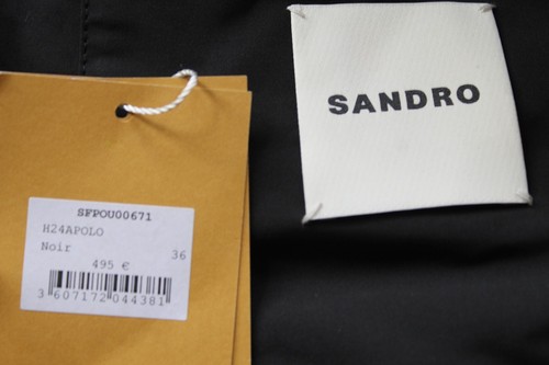 Black Sandro Paris longline padded jacket coat - size 36 / uk 8 - BNWT - Picture 7 of 14