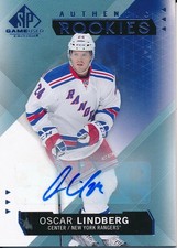 2015/16 SP Game Used #120 Oscar Lindberg Blue Authentic Rookies Auto Parallel