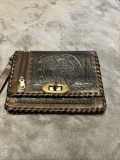Vintage Mexico Hand Tooled Leather Men's Wallet Horse Design 5  x4  
