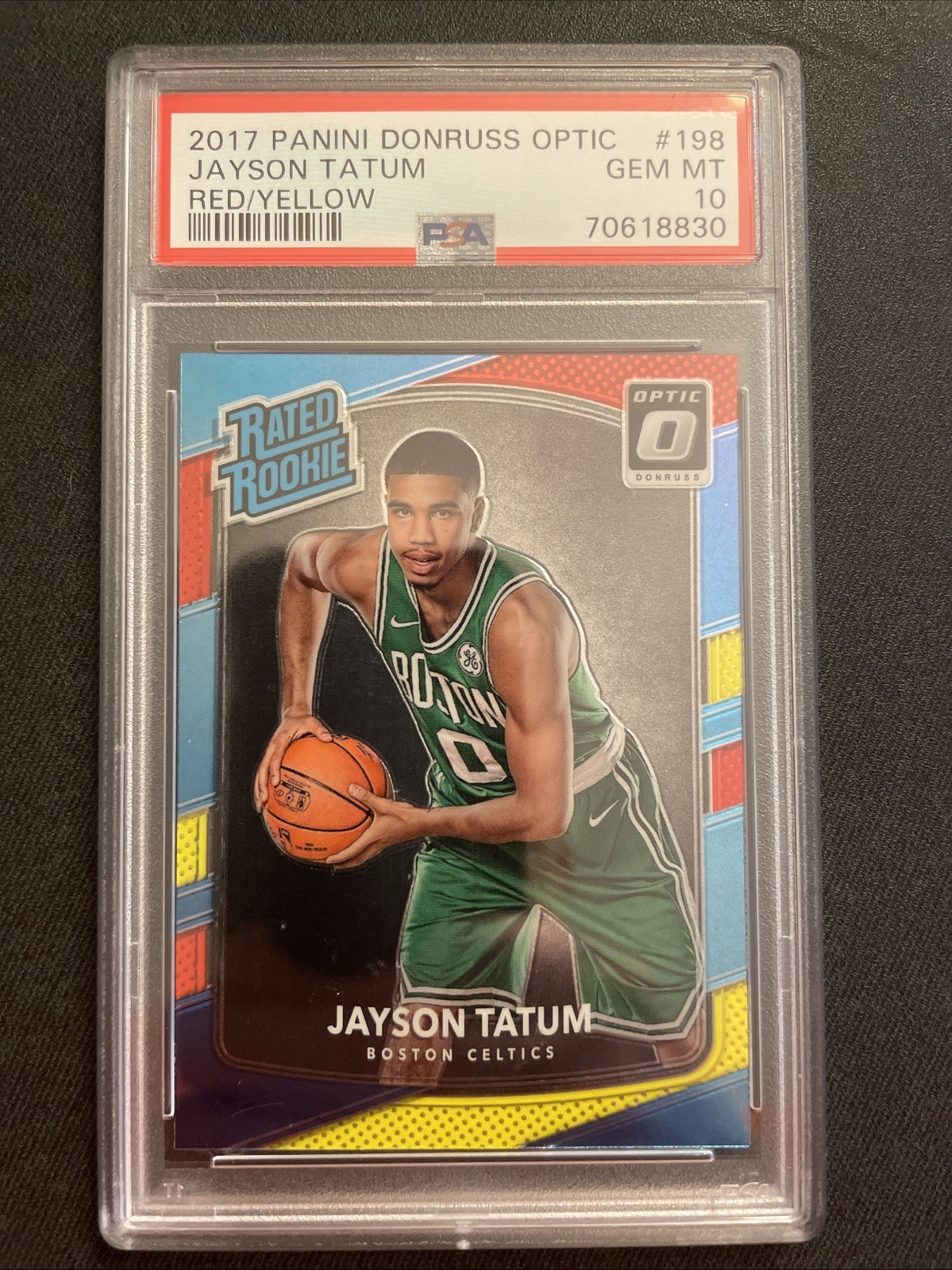 2017 PANINI DONRUSS OPTIC RED/YELLOW #198 JAYSON TATUM ROOKIE RC PSA 10