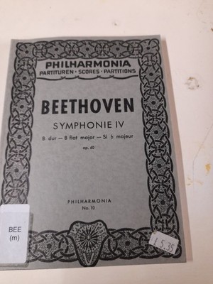 BEETHOVEN SYMPHONIE #4 B-DUR / Ausgabe PHILHARMONIE Taschenpartitur