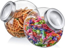 2 Pack BPA-Free Plastic Candy Jars with Stainless Steel Lids