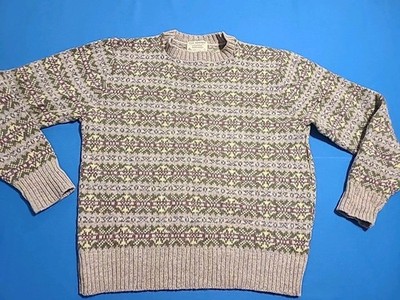 Vtg The Moors Lord Jeff 100% Shetland Wool Sweater Fair Isle Size Large 