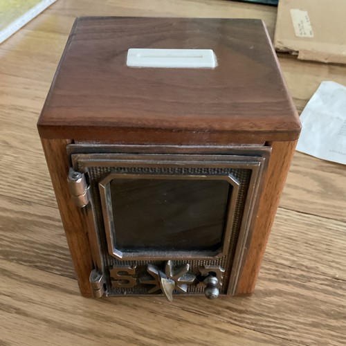 Wood and Metal Vintage Piggy Bank with Postal Door and Coin Slot | eBay