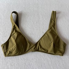 Aerie Triangle Bikini Top Women Medium Olive Green V-Neck Beach Removable Pads