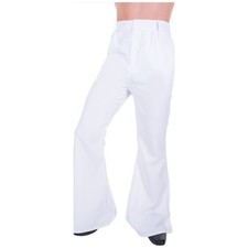 White Flares 60s 70s Disco Fever Hippie Retro Adult Mens Costume Pants S