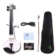 Yinfente Electric Silent Violin 4/4 hand made White Free Case Nice Tone EV18