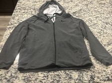 Men's Nike Dry Fit Jacket Size Large Gray Hood Zip Up