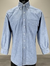 Jos A Bank Executive Collection Long Sleeve Cotton Shirt Sz M Blue Chambray