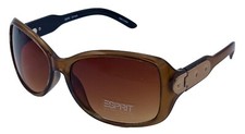 Esprit Women's Sunglasses ET19347 535 Plastic Large Rectangle Wrap Caramel/Brown