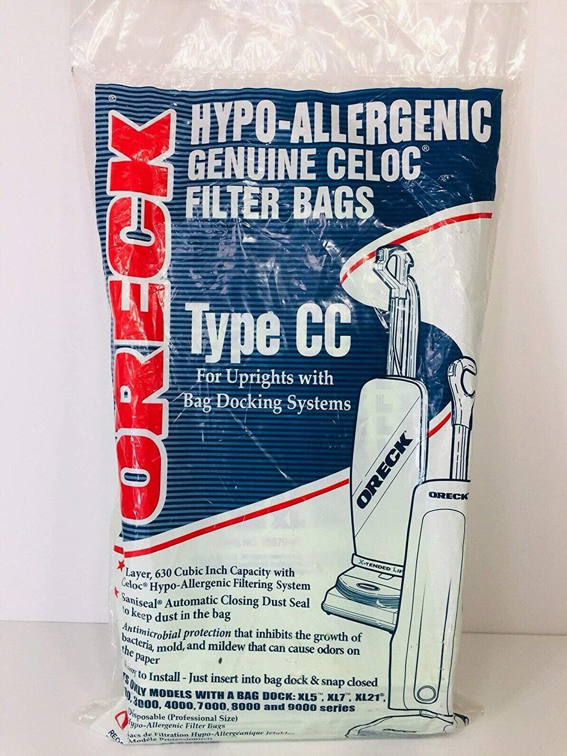 Oreck Paper Bag, Oreck Type CC Uprights Hypoallergenic (8 Bags) USA