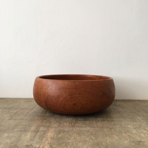 Vintage Wooden Fruit Bowl Mid Century Round Circular Decorative Boho - Picture 1 of 12