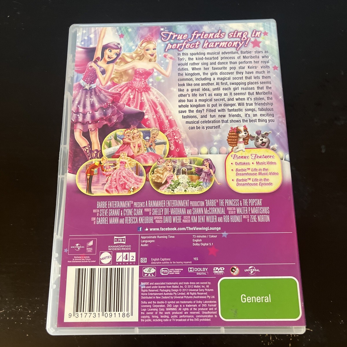 Barbie - The Princess & The Popstar (DVD, 2012) Region 4 & 2 | eBay