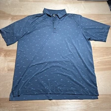 FOOT JOY, Golf Polo short sleeve Mens 2XL , turquoise with all over fish print