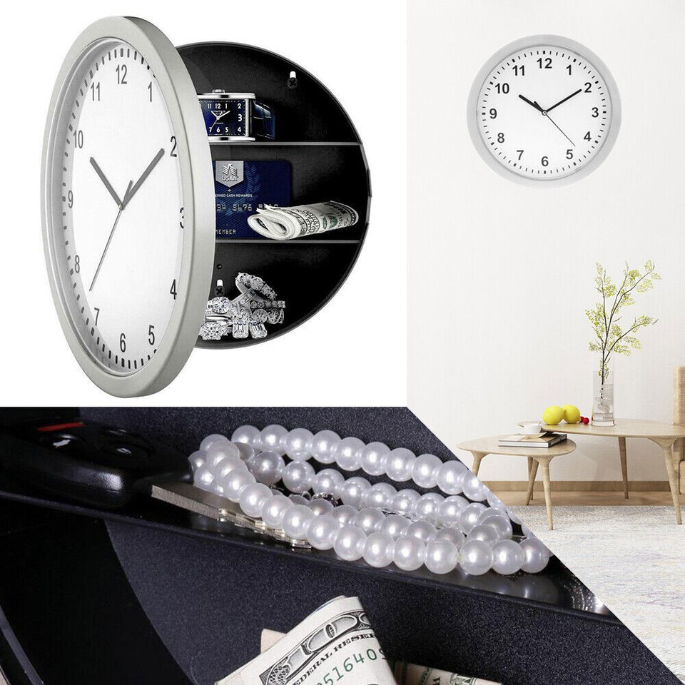 Wall Clock Money Safe Box Hidden Secret Jewelry Security Cash ...