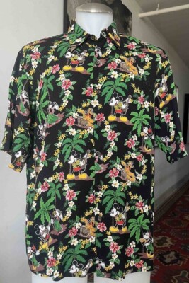 Reyn Spooner VTG Rayon Disney Hawaiian Shirt MED MICKEY MOUSE AND