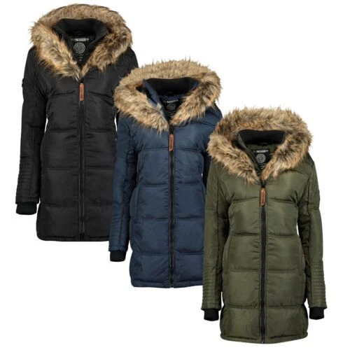 Geographical Norway Women's Winter Jacket Parka Pullover Ski Woven Fur