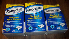 3 Kaopectate Multi-Symptom Relief Antidiarrheal  Upset Stomach Caplets 28 Count
