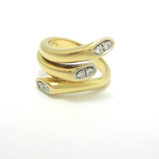 BEAUTIFUL LADIES 18K YELLOW GOLD SNAKE-LIKE DIAMOND RING SZ. 6 .125CT. 8.5G
