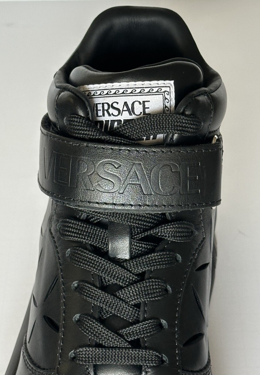 Versace Men\'s Laserata Leather Sneakers Black 13.5 US (46.5) 1008964 NWT $1175 Versace Men main image 2