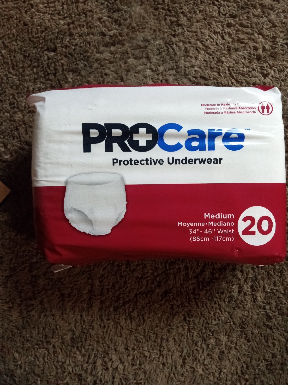 Procare Protective Underwear Size Medium 34" 46" 20 Count Lot 3 (60
