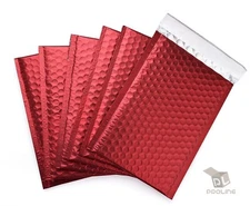 25 #000 Matte Metallic Red Poly Bubble Mailers 4x8 (Inner 4x7)