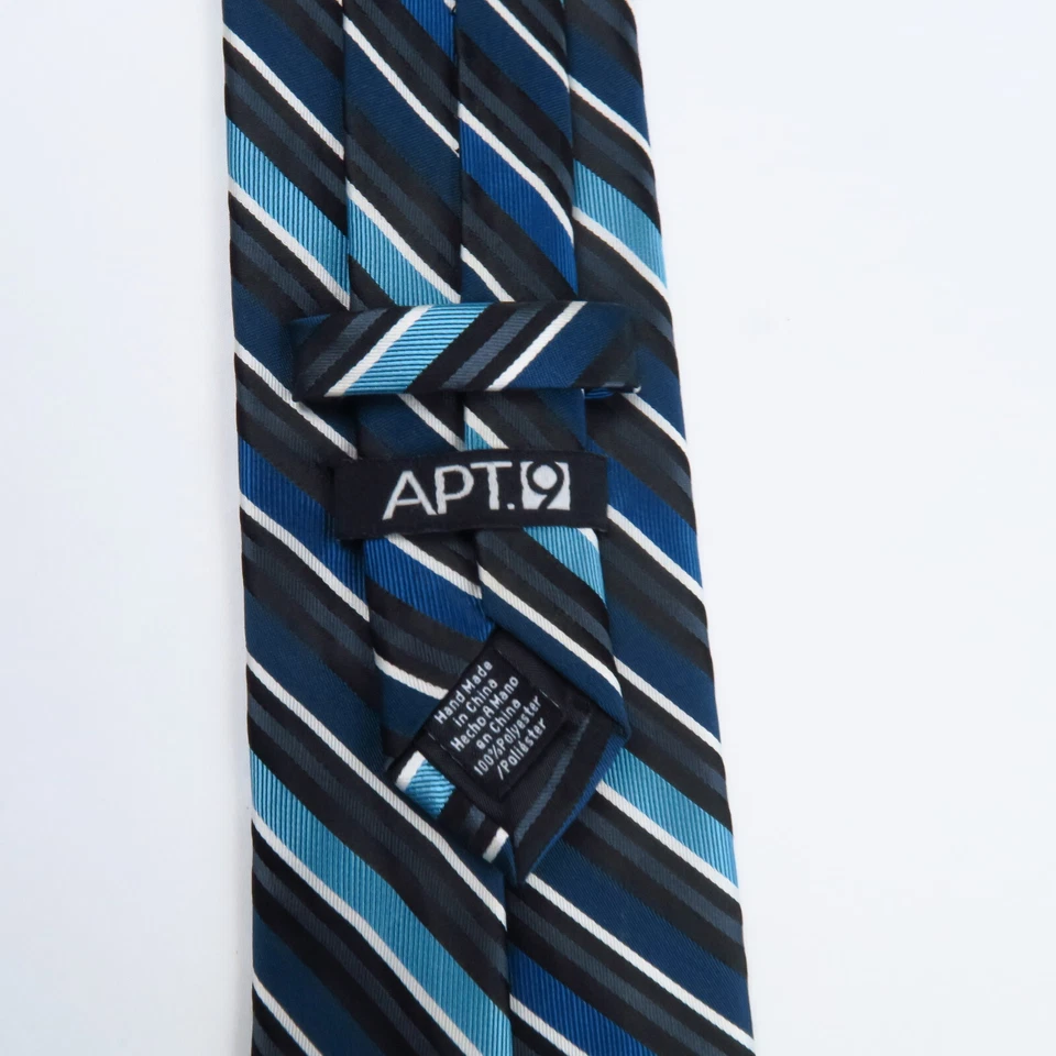 Apt. 9 Mens Neck Tie Blue Striped Preppy Classy Office 59"x3" Narrow  - Image 3 of 4