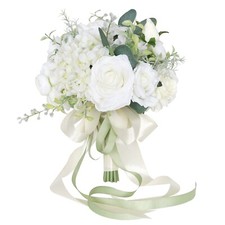 Wedding Bridal Bouquet Bridesmaid Bouquet Artificial Wedding Bouquet White Ro...
